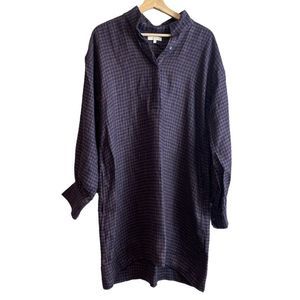 Ann Mashburn lagenlook heavy weight plaid linen shirt dress